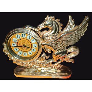 Vintage Pegasus Unicorn Mcm Horse Quartz Table Clock